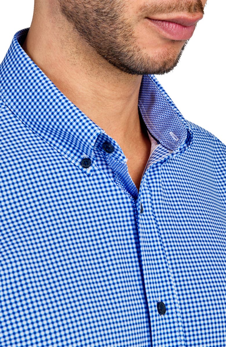 CONSTRUCT Slim Fit Gingham 4-Way Sport Shirt, Alternate, color, Lt Blue
