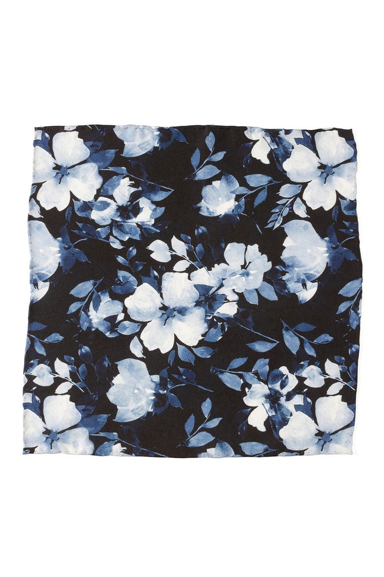 Floral Silk Tie & Pocket Square, Alternate, color, BLUE
