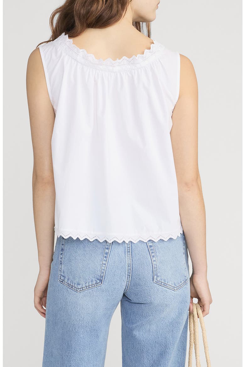 The Serene Eyelet Trim Cotton Top, Alternate, color, WHITE