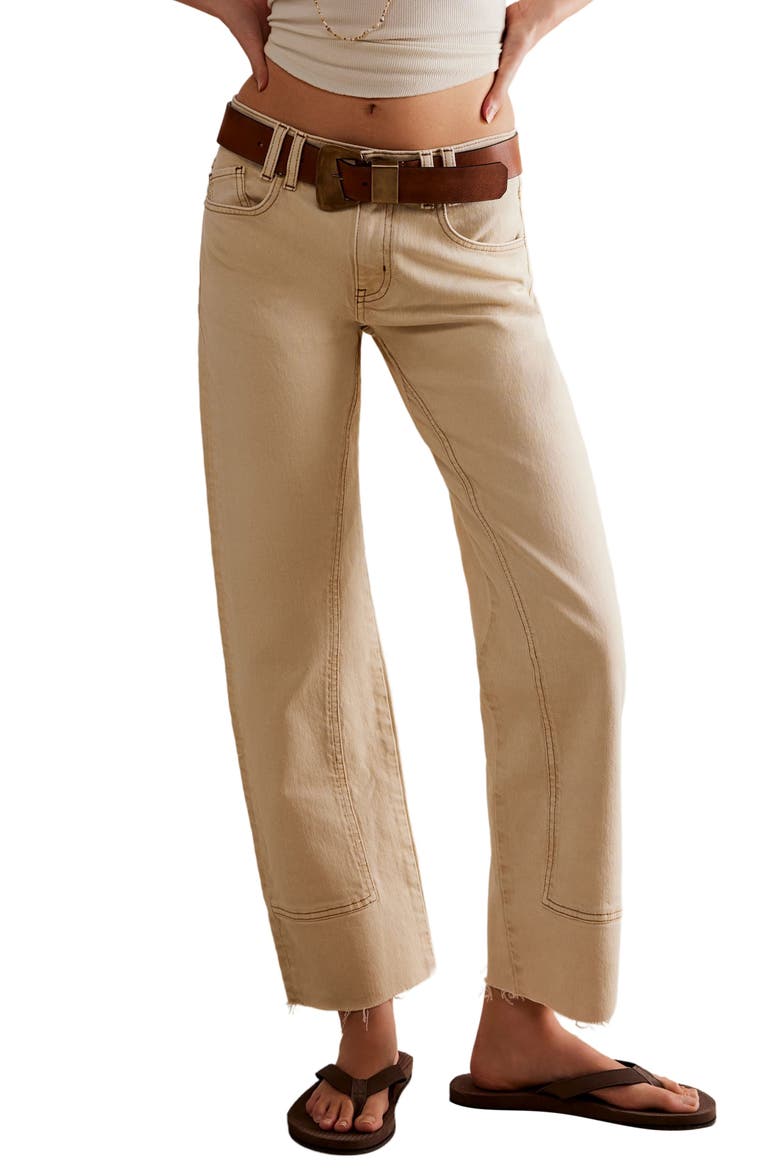 Risk Taker Raw Hem Straight Leg Jeans, Main, color, ECRU