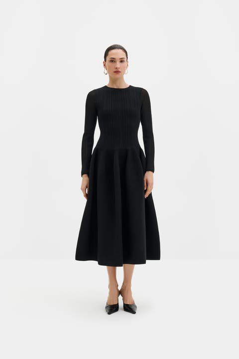 Elona Voluminous Knitted Midi Dress