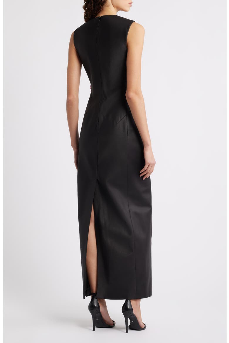Eastonhill Sequin Bloom Crepe Maxi Dress, Alternate, color, BLACK