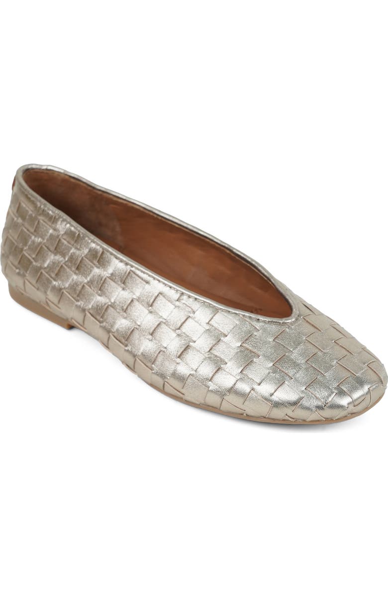 Gentle Souls Willow Woven Flat, Main, color, Gravel Leather