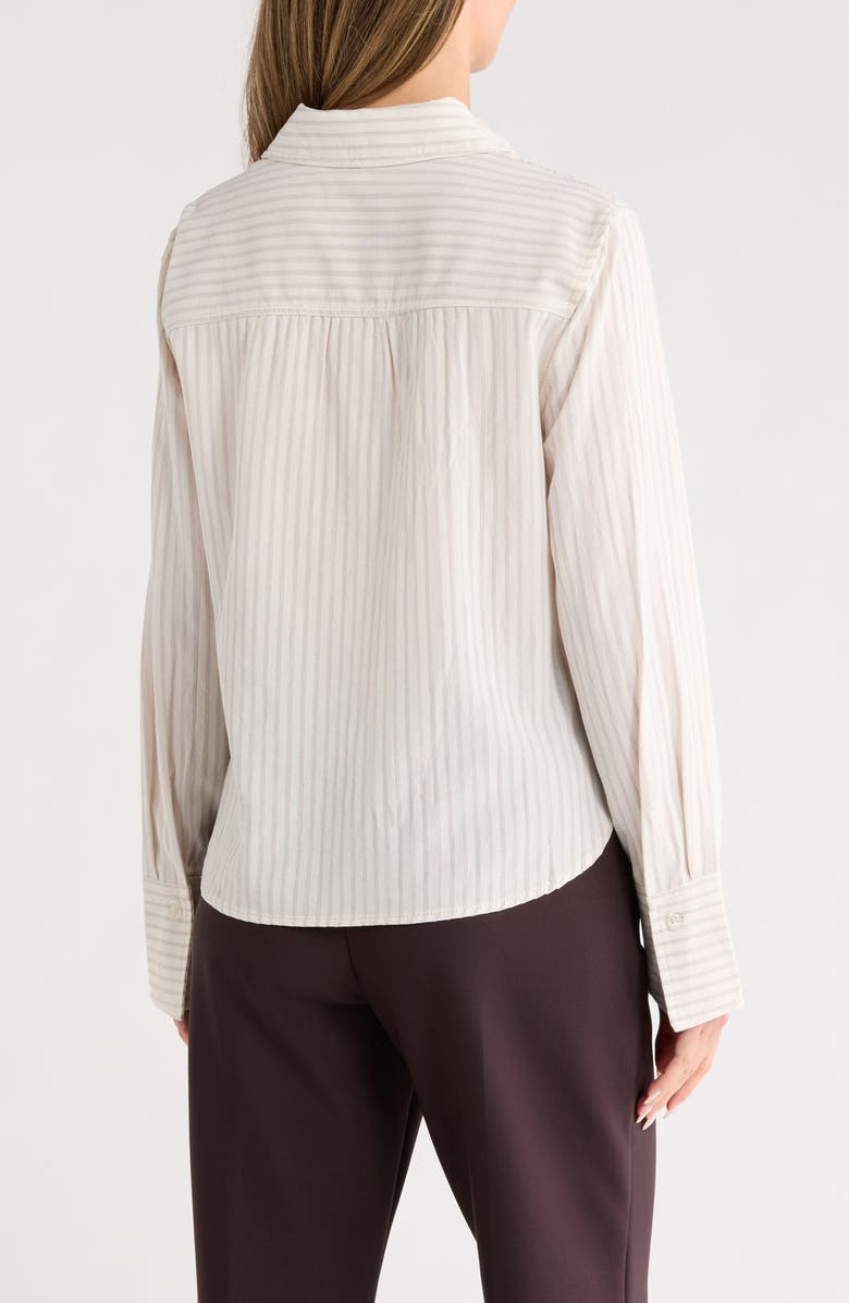 MAX STUDIO Stripe Long Sleeve Button-Up Shirt, Alternate, color, Cream/ Mocha Triple Stripe
