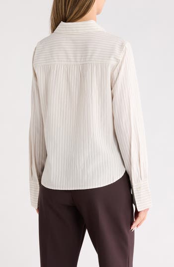 Print Button Front Blouse