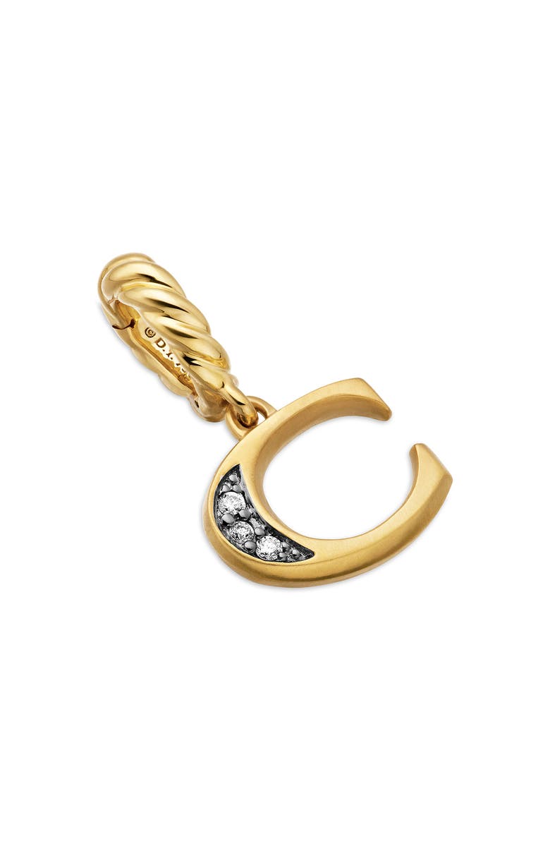 David Yurman Pavé A Initial Pendant in 18K Yellow Gold with Diamonds, Alternate, color, 18K Yellow Gold - C
