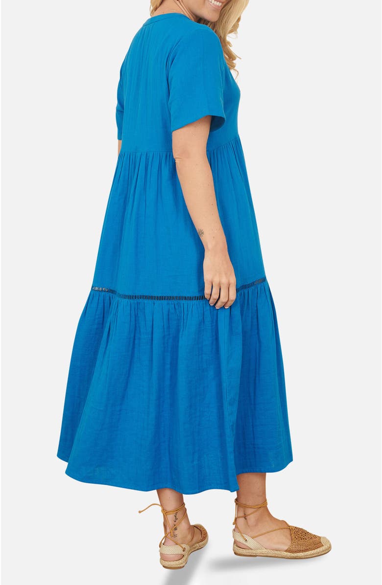 Yumi Cotton Kaftan Midi Dress, Alternate, color, Blue