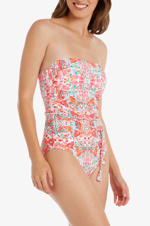 Helen Jon Tassel Belt Bandeau One-piece In Jungle De Rio