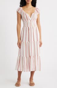 Rails x Giadzy Daria Stripe Smocked Waist Linen Blend Dress
