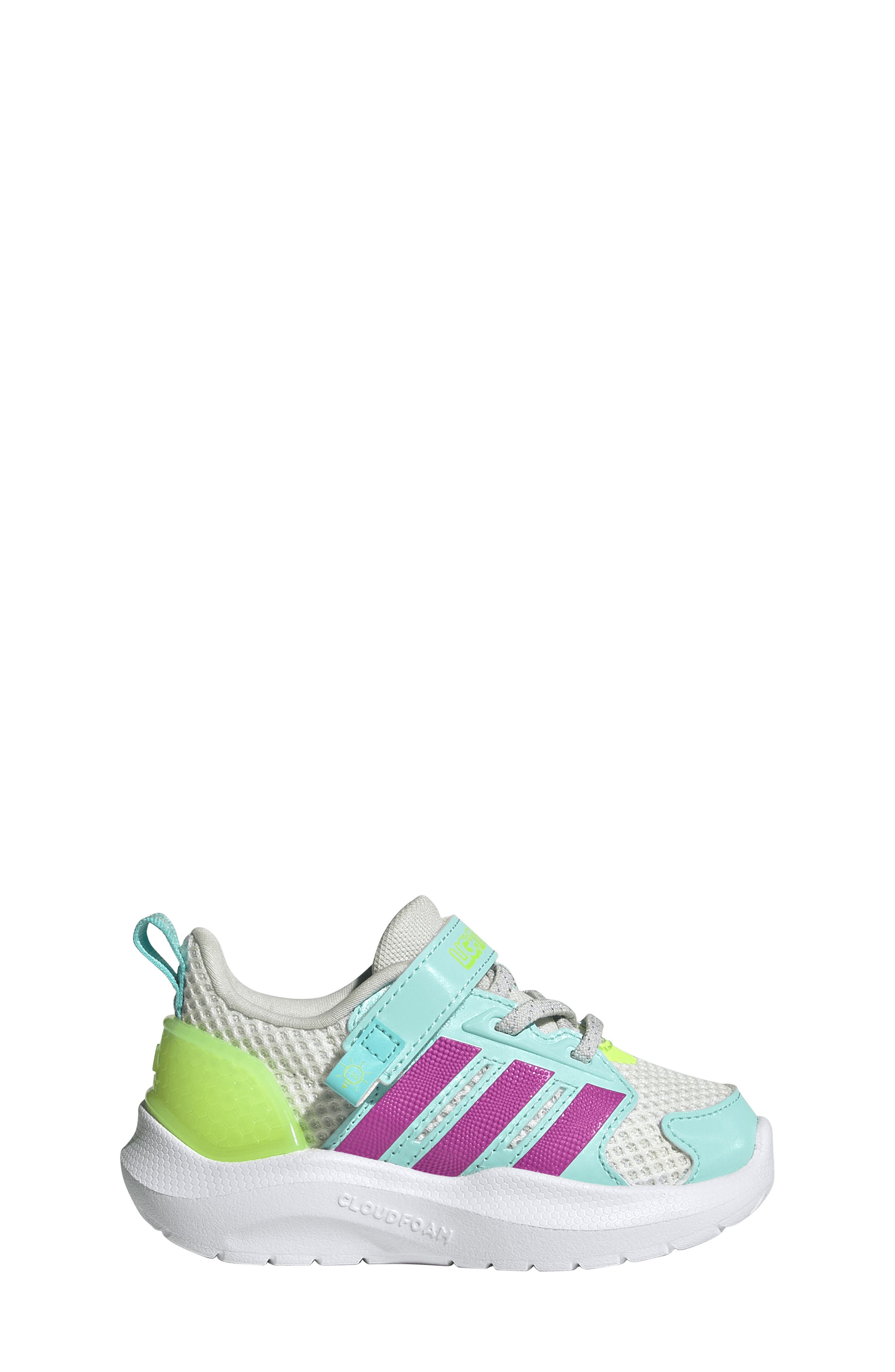 adidas Kids' Lightorama Sneaker, Alternate, color, White/ Purple Burst/ Lemon