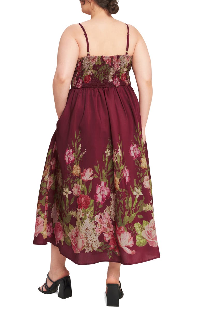 FLYING TOMATO Floral Fit & Flare Maxi Dress, Alternate, color, Burgundy