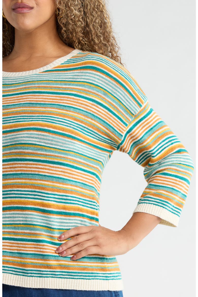 Knavock Stripe Cotton & Linen Sweater, Alternate, color, DITTANY AMBER MULTI
