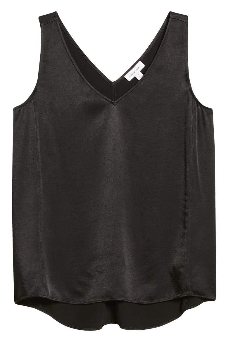 Double V-Neck Tank, Alternate, color, BLACK