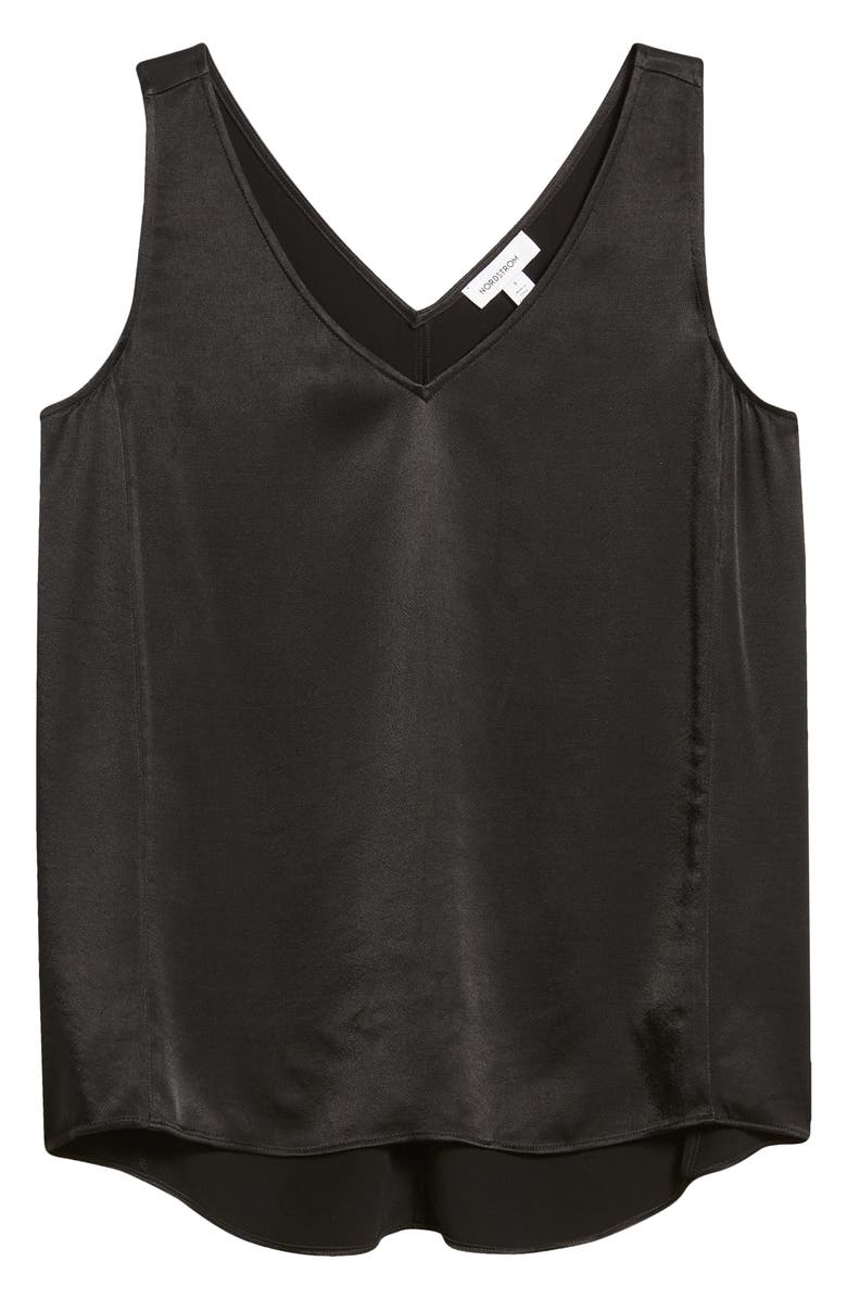 Nordstrom Double V-Neck Tank, Alternate, color, Black