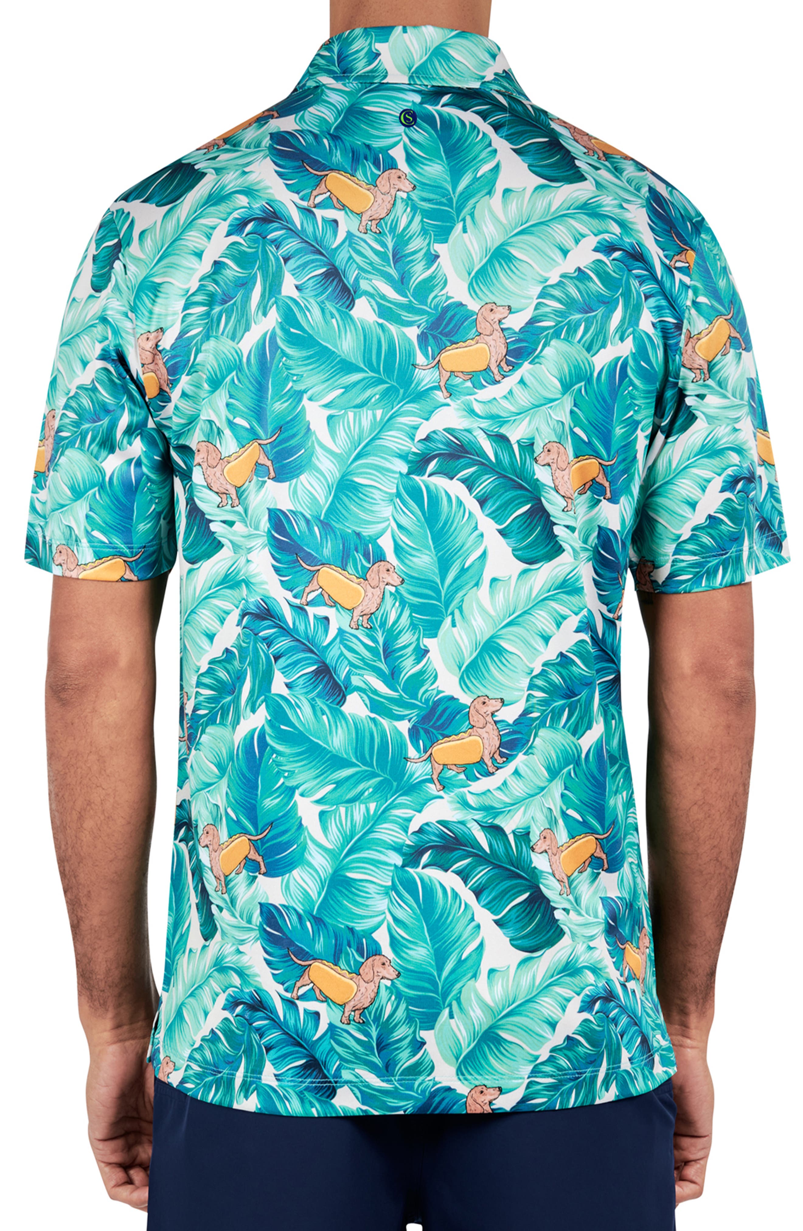 Regular Fit Hotdog Dog Print Recycled Performance Golf Polo - image 2