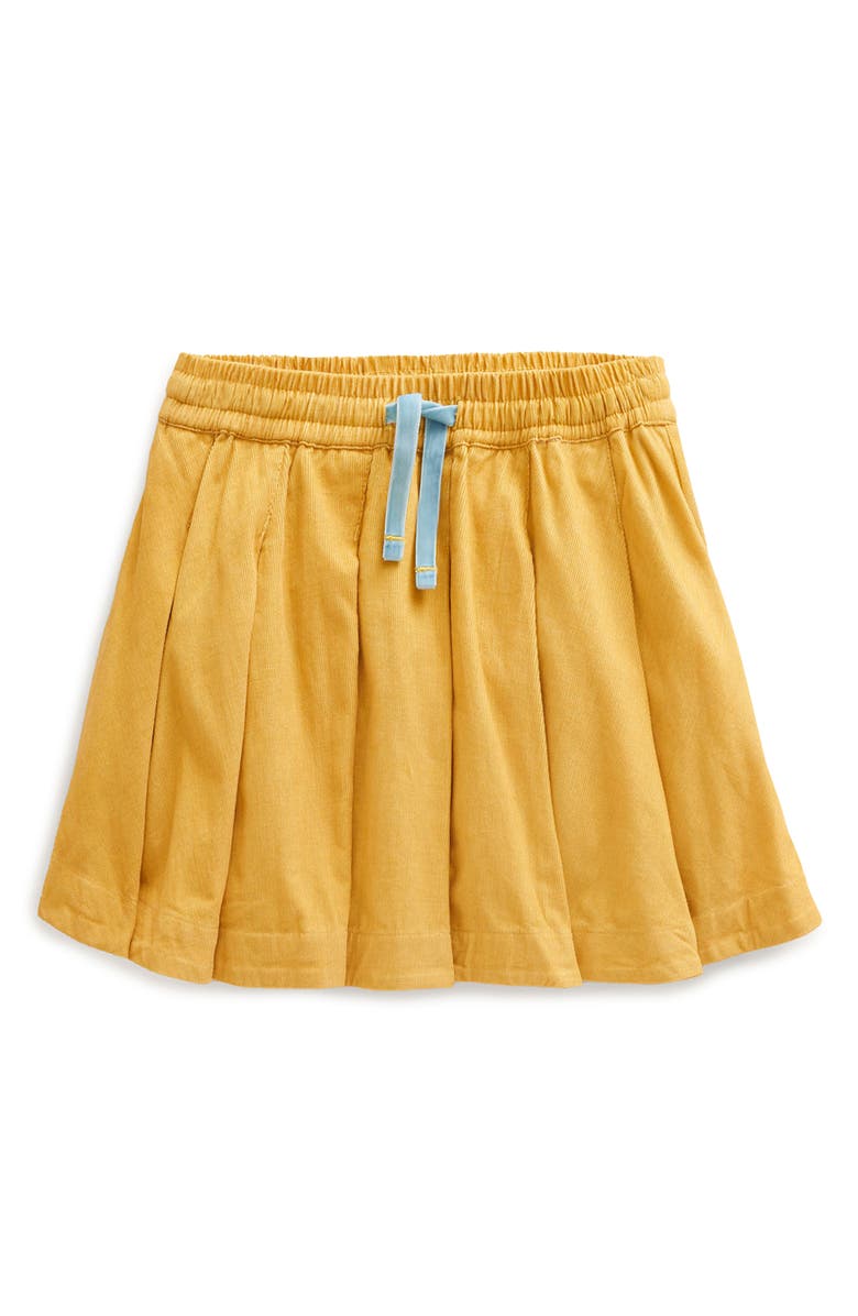 Mini Boden Kids' Twirly Pleated Cotton Skirt, Main, color, Vintage Yellow Cord