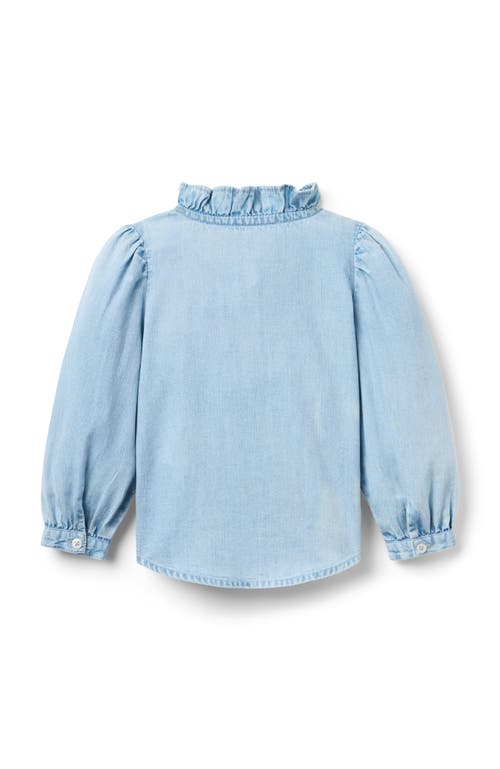 Janie And Jack Chambray Lace Top In Blue