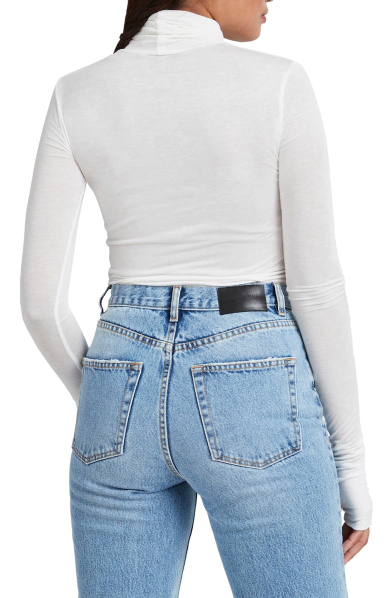 Marcella Eloise Turtleneck Semisheer Jersey Top, Alternate, color, Off White