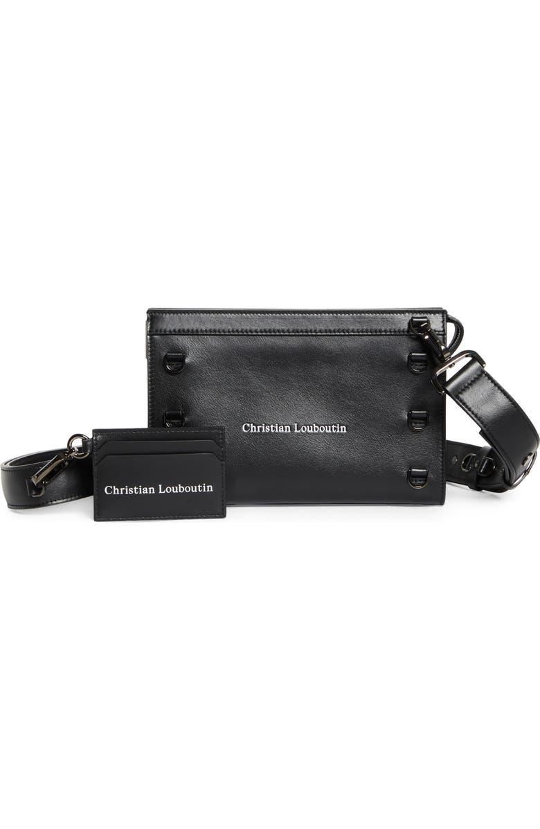 Christian Louboutin Mini Stoic Calfskin Leather Crossbody Bag, Main, color, Black