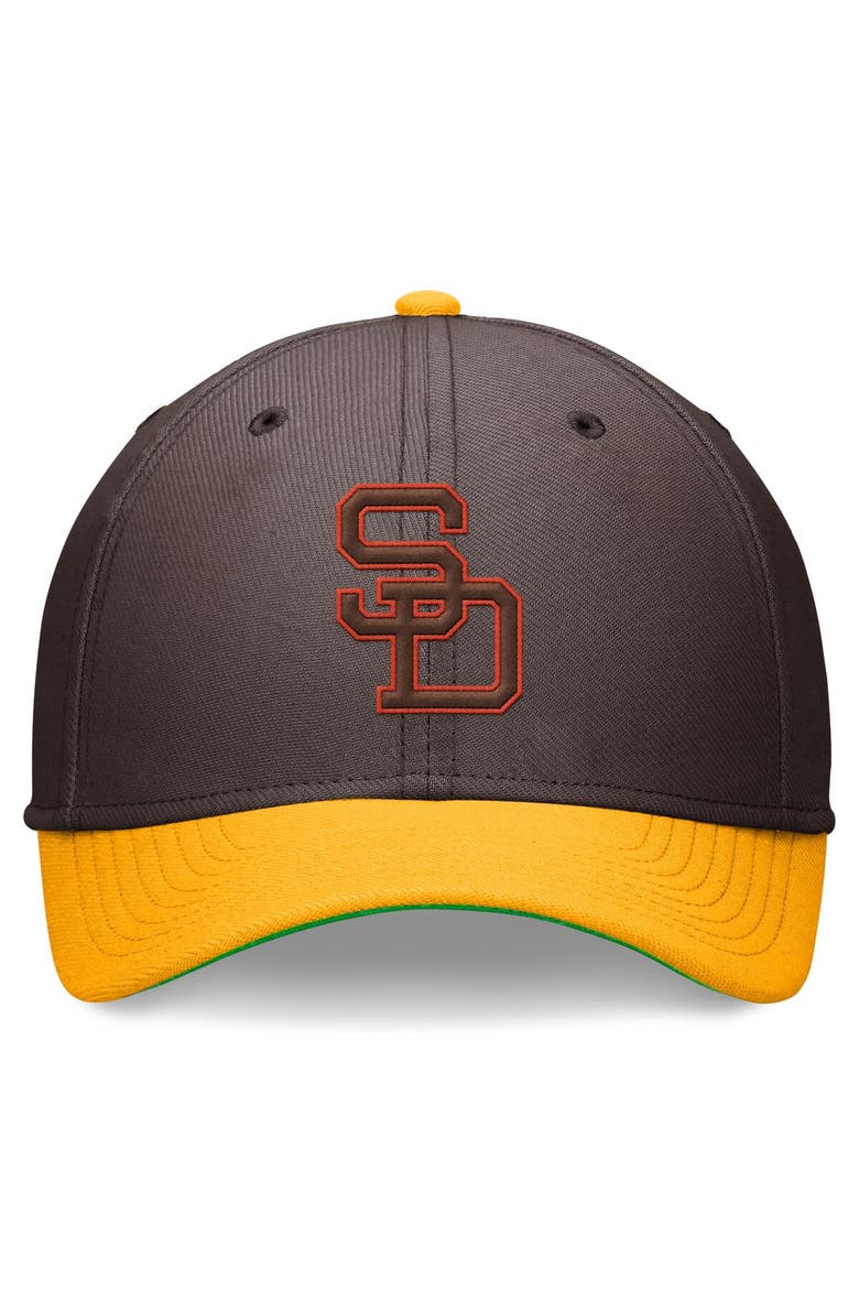 Men's Nike Brown/Gold San Diego Padres Cooperstown Collection Rewind Swooshflex Performance Hat, Alternate, color, Brown