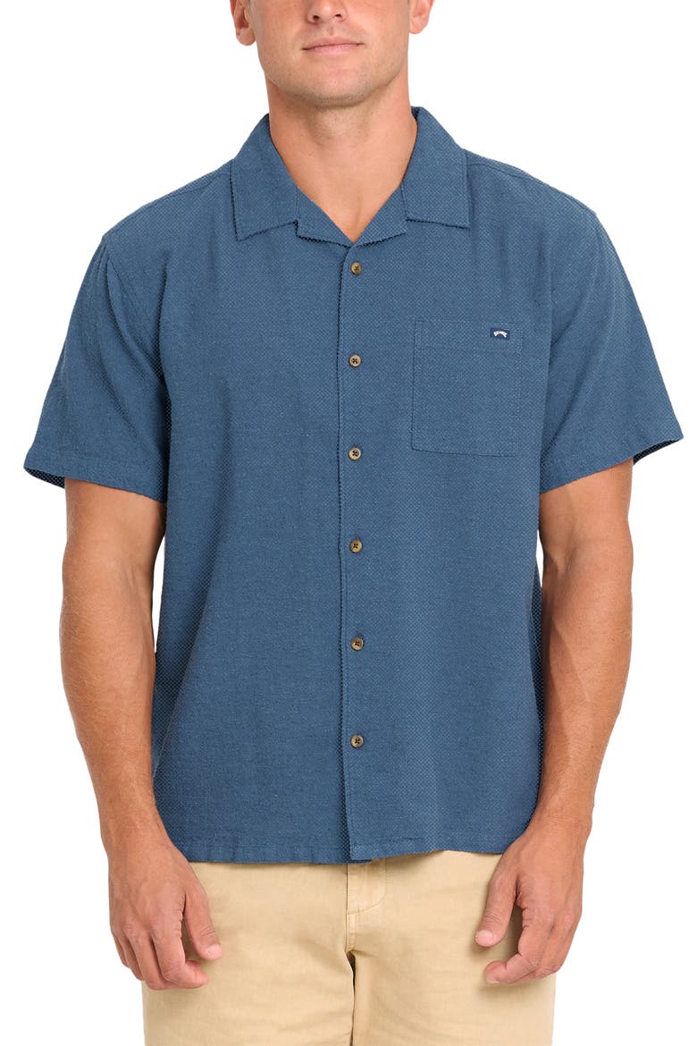 Victoria Vacay Linen Blend Camp Shirt, Main, color, CHINA BLUE