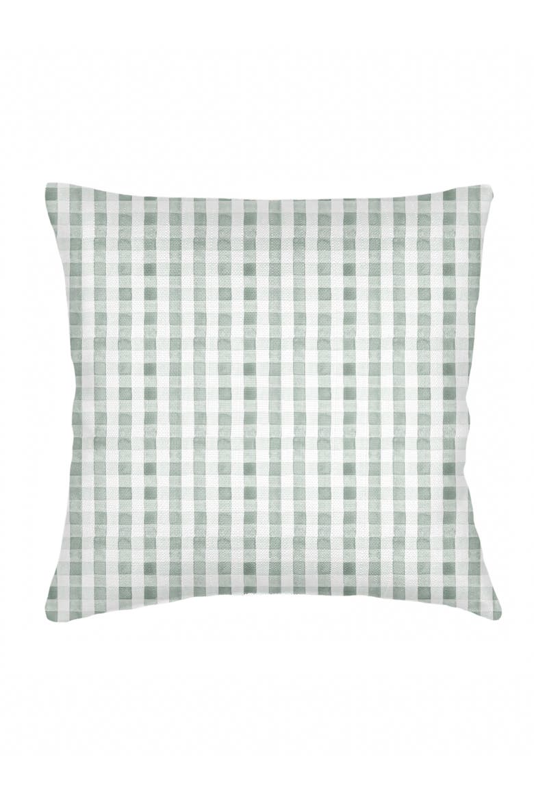 Gingham Linen Euro Pillow Cover Only, Main, color, Sage Green