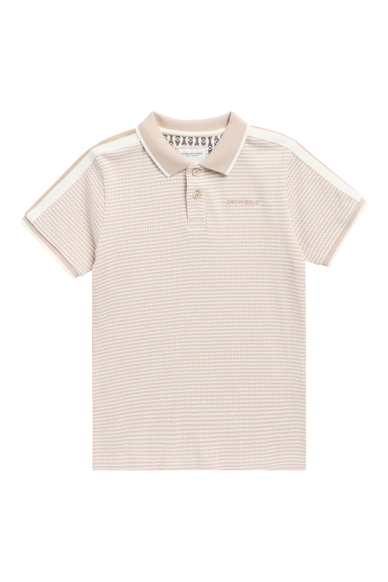 Kids' Tipped Cotton Knit Polo, Main, color, SAND