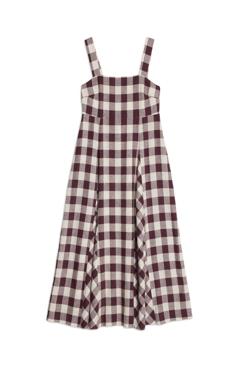 Albaray Gingham Apron Maxi Dress, Alternate, color, Burgundy