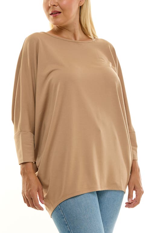 Nina Leonard Dolman Sleeve Tunic In Brown