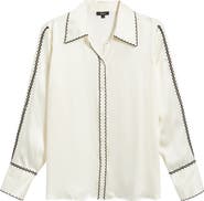 Rails Aloise Embroidered Trim Silk Button-Up Shirt