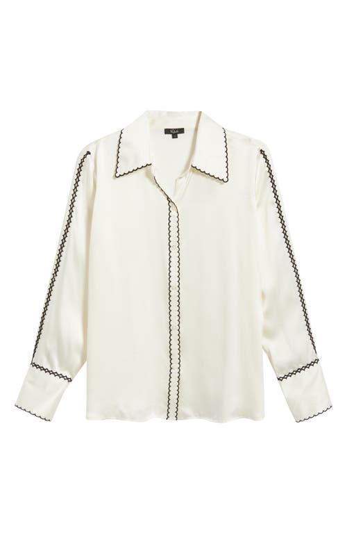 Rails Aloise Embroidered Trim Silk Button-up Shirt In White