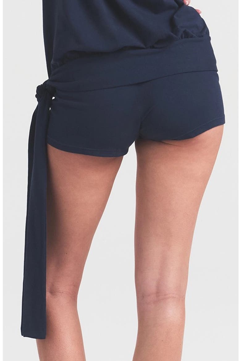 Stretch Cotton Jersey Foldover Shorts, Alternate, color, NAVY