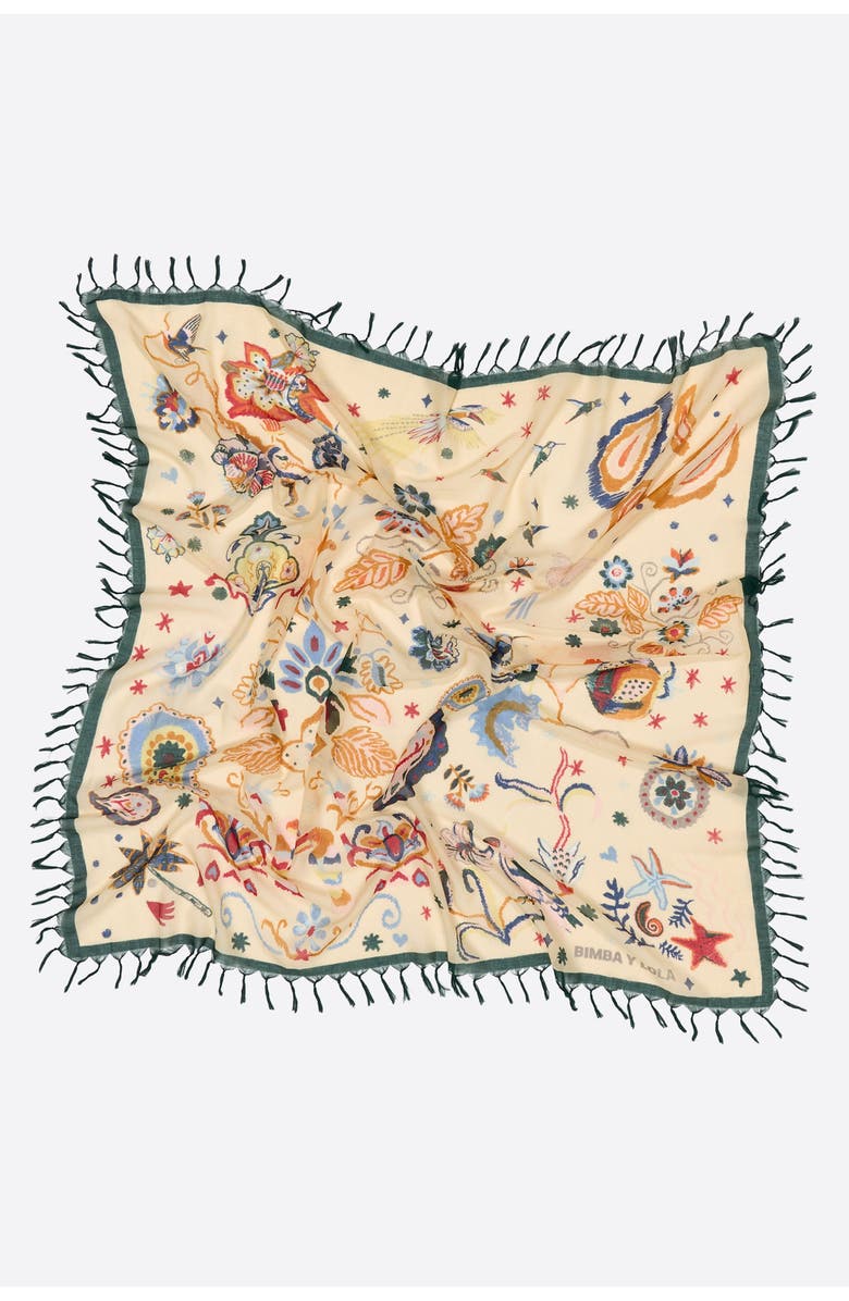 Bimba y Lola Tropical Birds Shawl, Alternate, color, Green