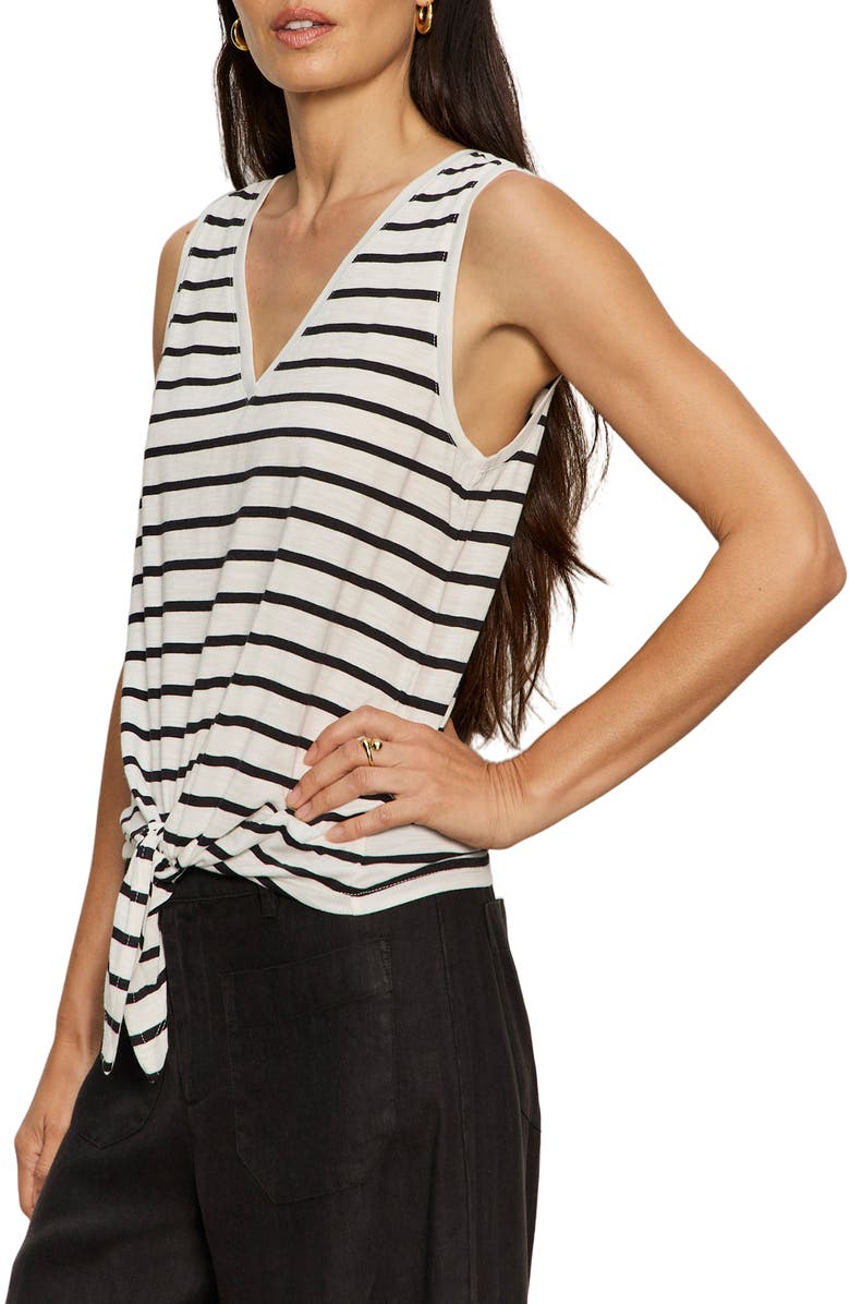Sanctuary Floral Print Cotton Blend Tank, Alternate, color, Chalk White/ Black