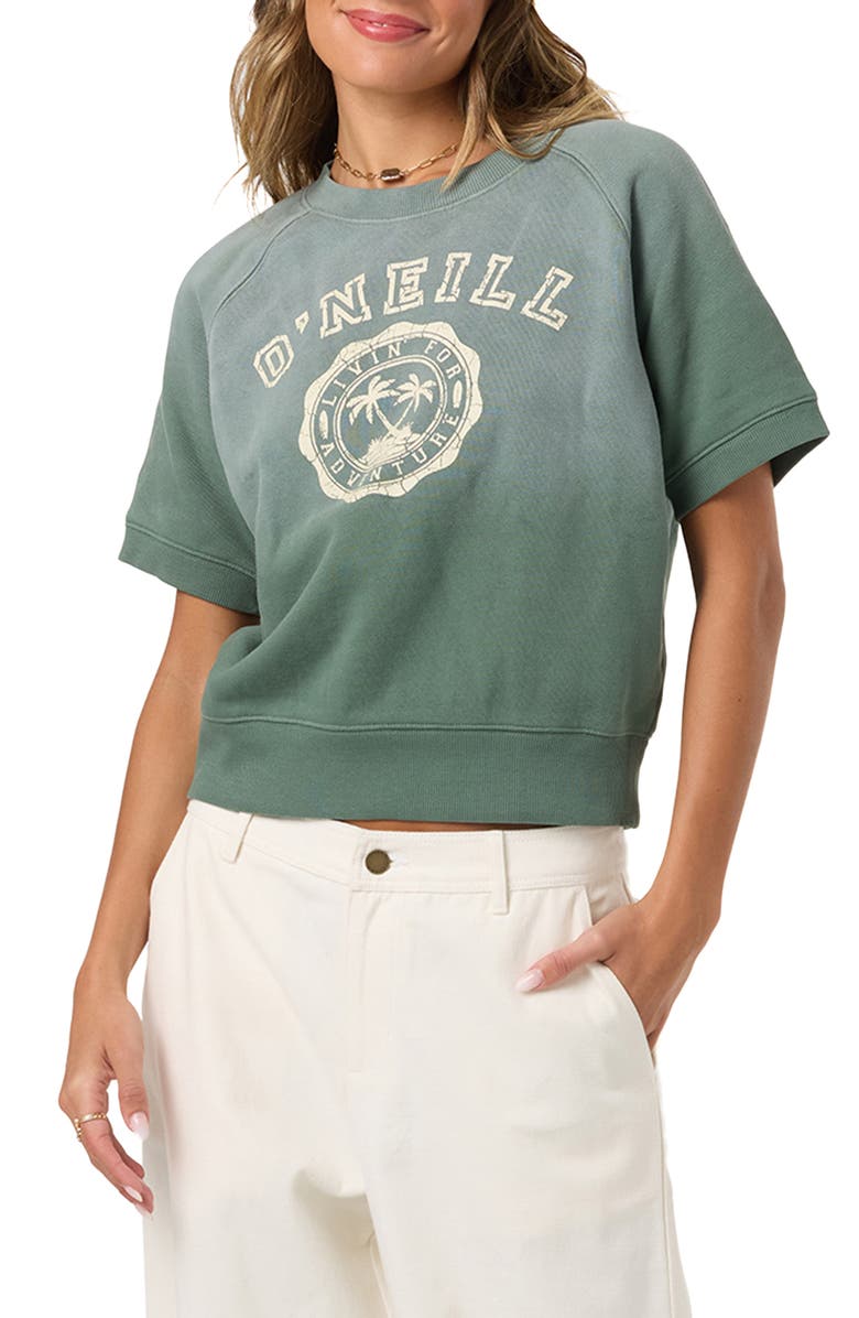 O'Neill Athletic Seal Short Sleeve Fleece Graphic Sweatshirt, Main, color, Dark Forest