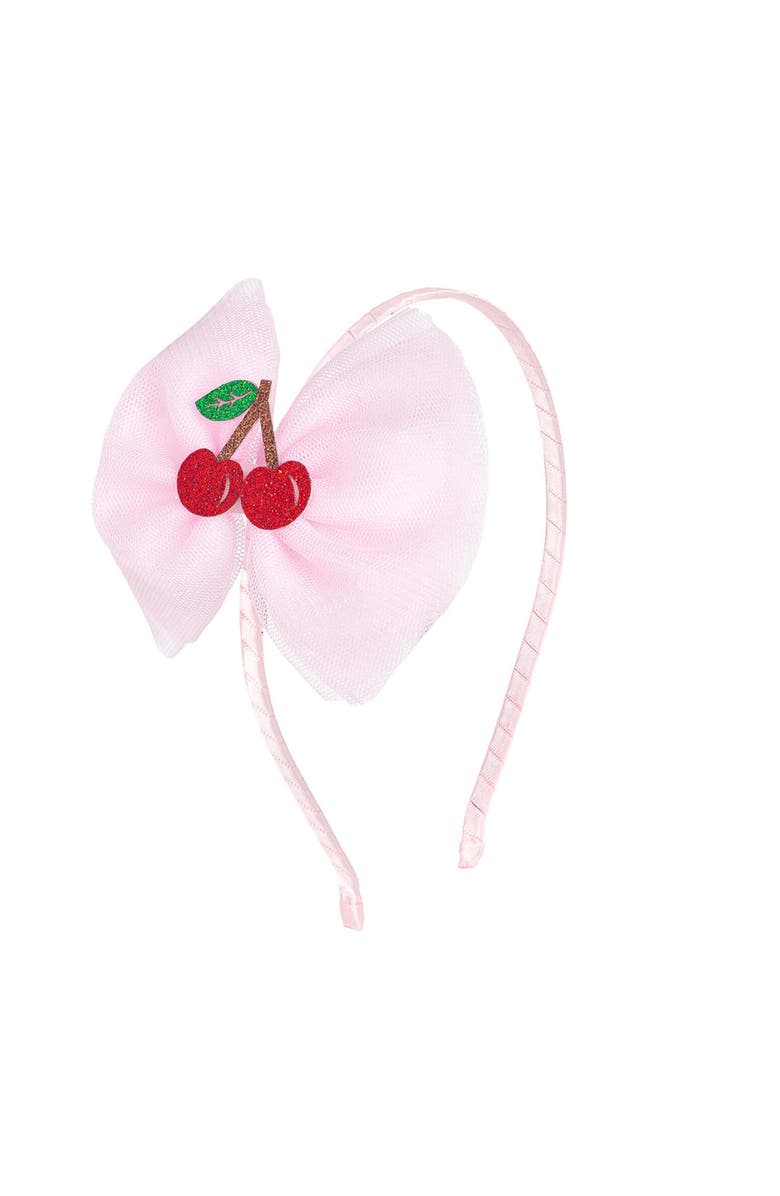 Sweet Wink Cherry Tulle Bow Headband, Main, color, Pink