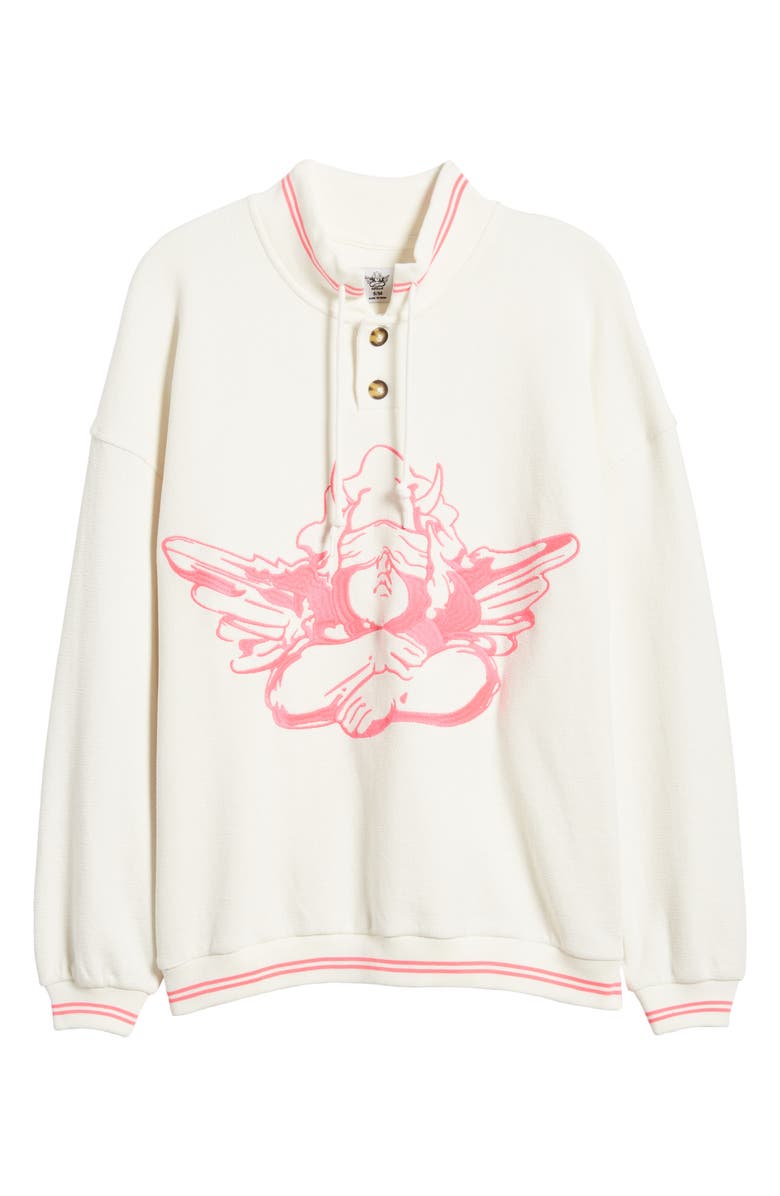 BOYS LIE Cherub University Cotton Henley Graphic Sweatshirt, Alternate, color,