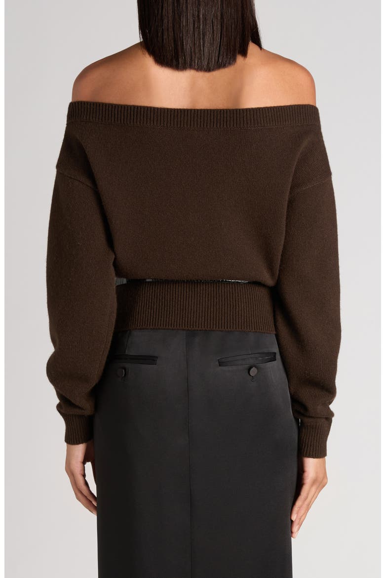 Off the Shoulder Cashmere Cardigan, Alternate, color, CHOCOLATE TORTE