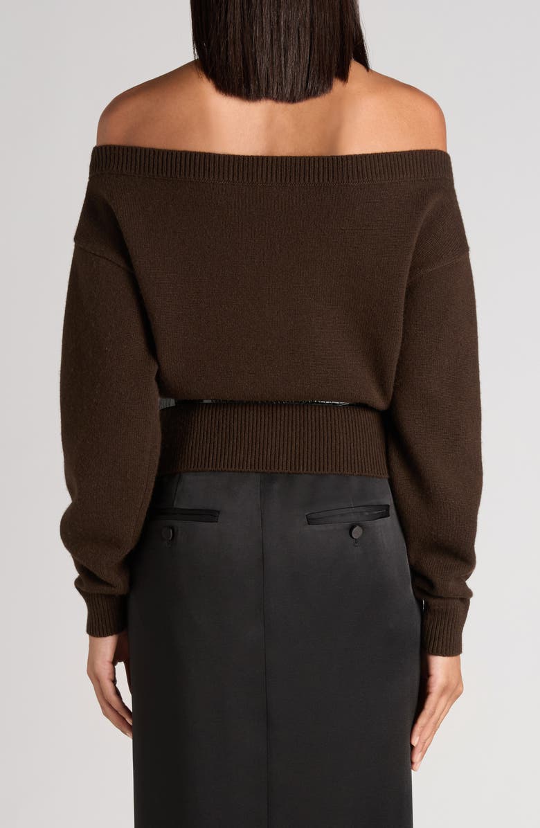 TOM FORD Off the Shoulder Cashmere Cardigan, Alternate, color, Chocolate Torte