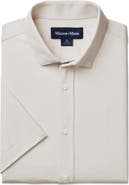 Mizzen+Main Newport Solid Tan Short Sleeve Knit Cotton Blend Button-Up Shirt