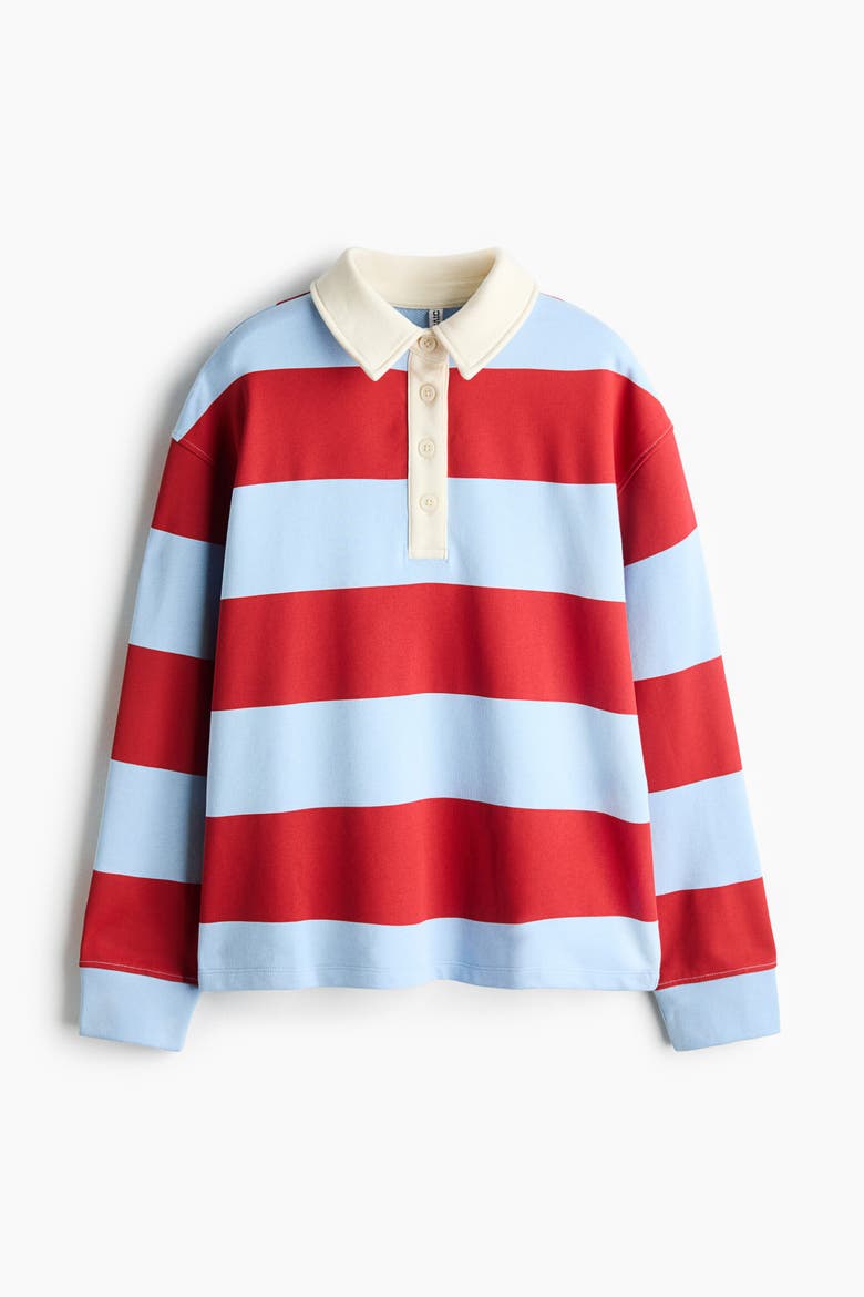 Cotton Rugby Shirt, Alternate, color, Light blue/striped
