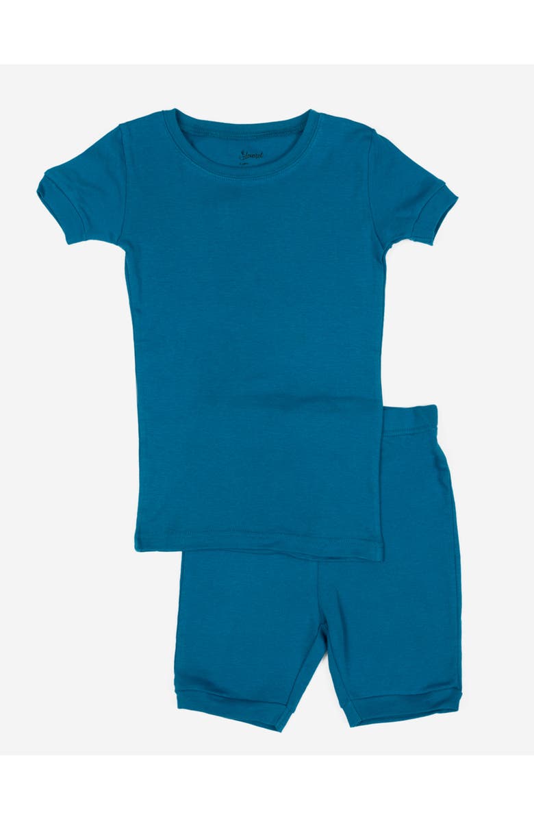 Leveret Kids Short Sleeve Cotton Solid Matching Family Pajamas, Main, color, Teal