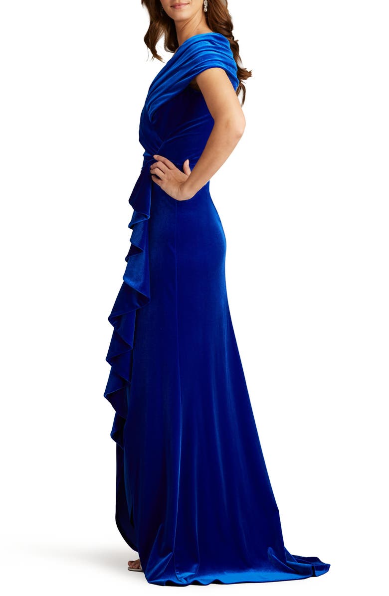 Tadashi Shoji Portrait Collar Velvet Gown, Alternate, color,