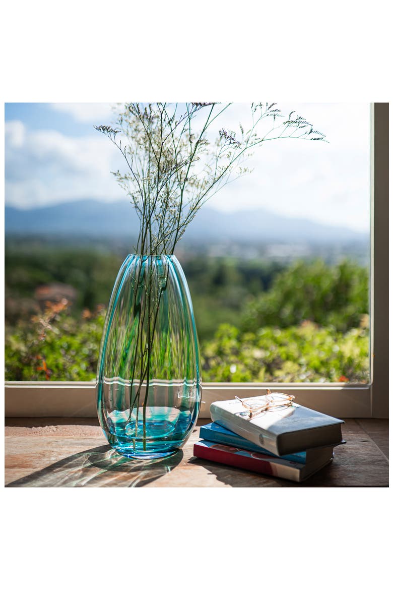 Bolla Blue Glass Pleated Vase, Alternate, color, BLUE
