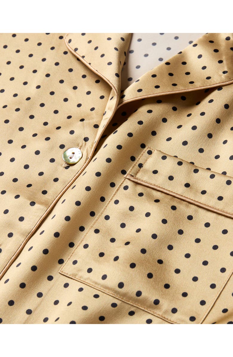 Petite Plume Dot Print Silk Pajamas, Alternate, color, Gold