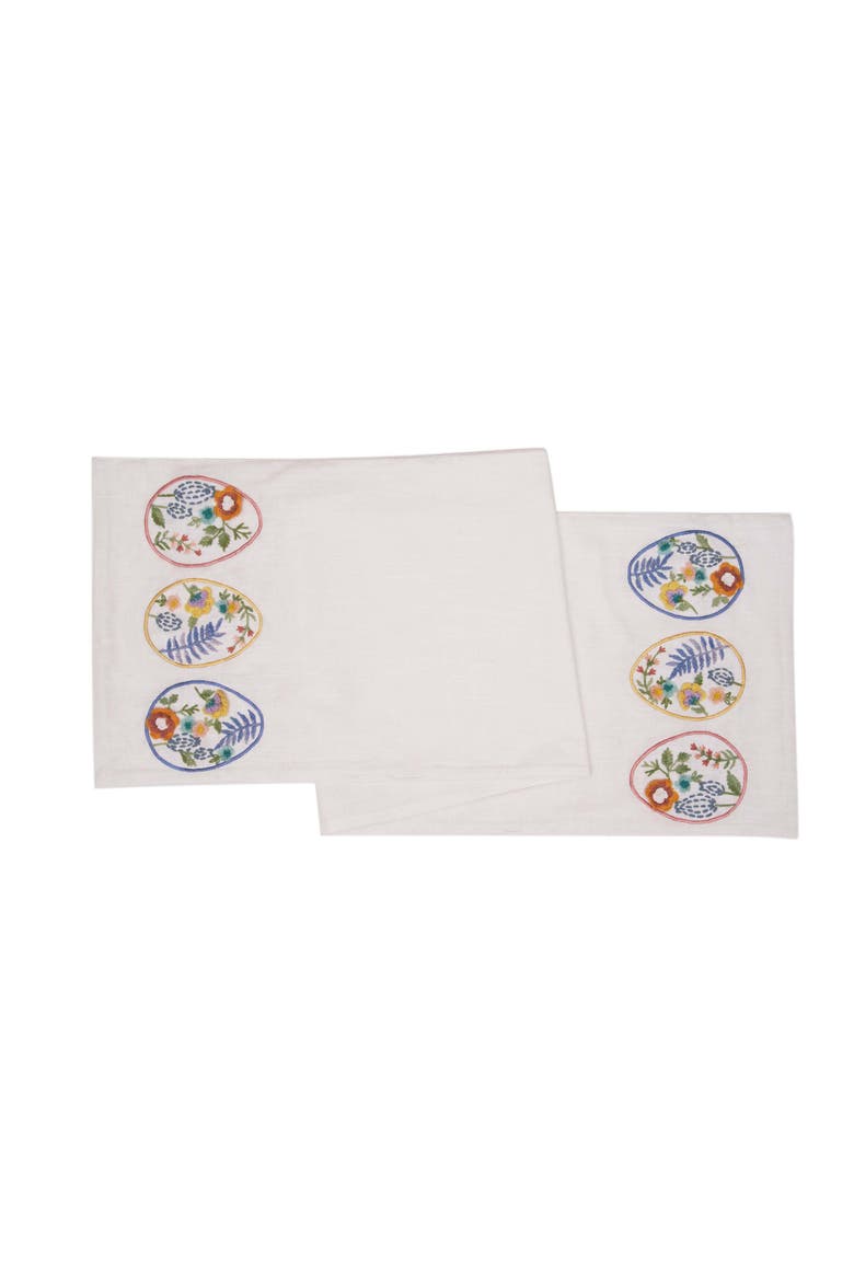 Floral Easter Egg 100% Cotton Embroidered Table Runner 14" x 72", Main, color, Orange