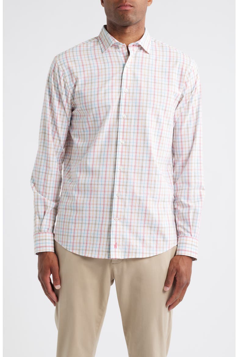 Maarten Plaid Performance Button-Up Shirt, Main, color, CINNAMON