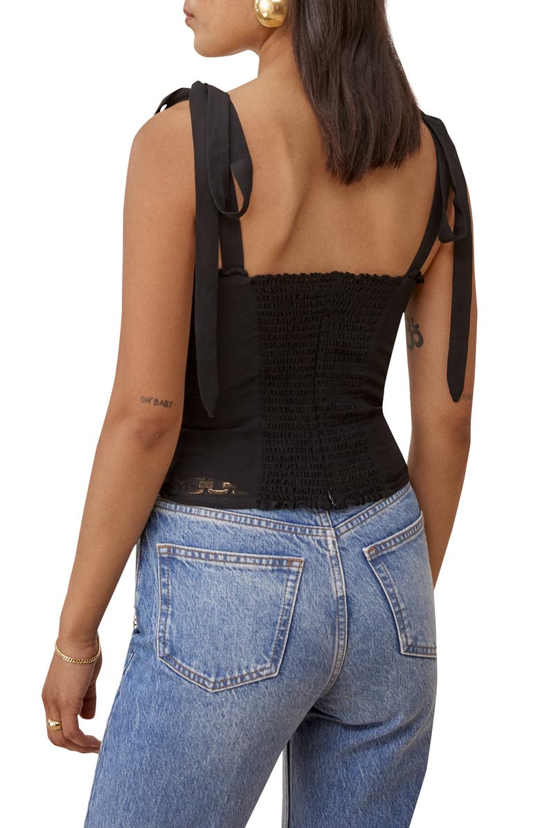 Reformation Blanca Smocked Tie Shoulder Tank, Alternate, color, 
