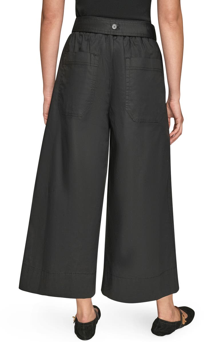 Donna Karan New York Mid Rise Wide Leg Crop Stretch Cotton Pants, Alternate, color, Black