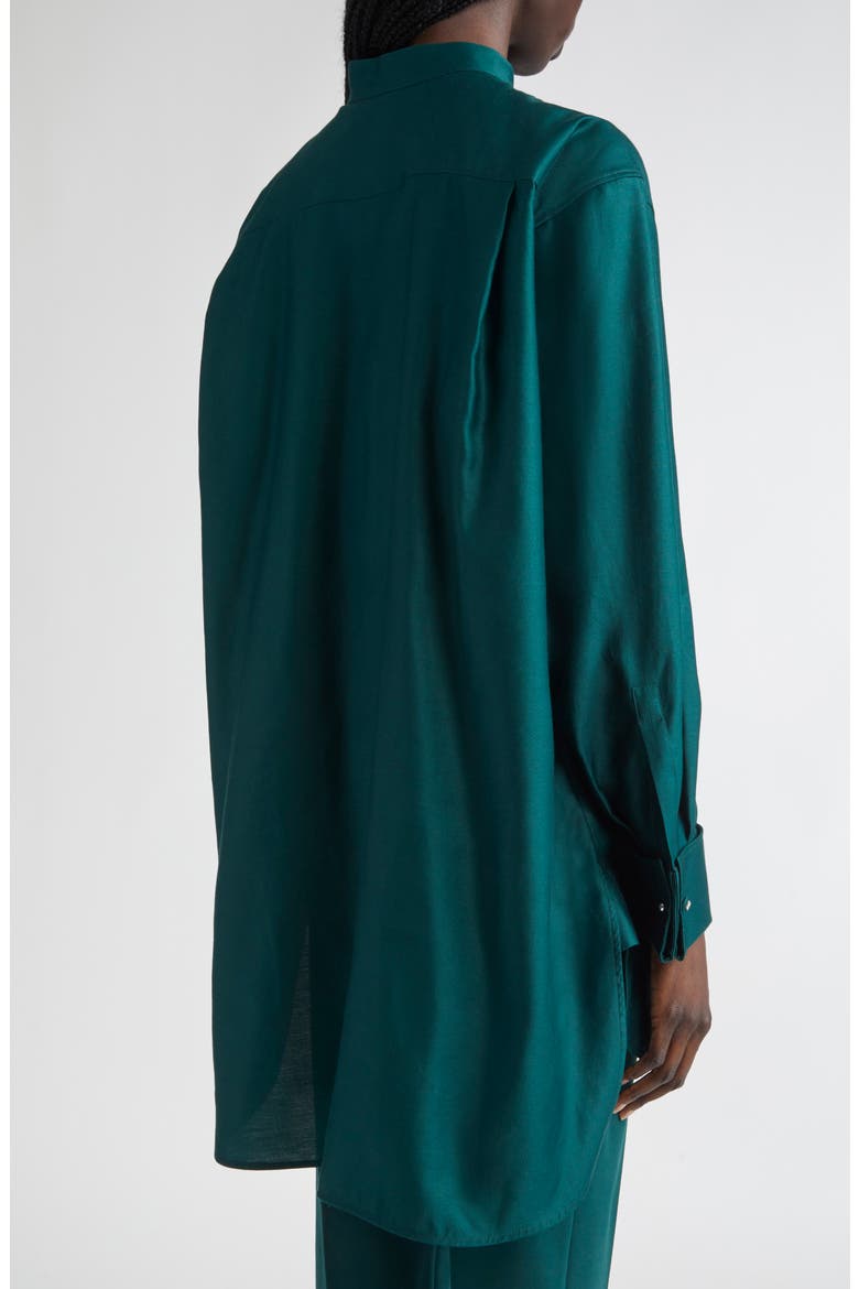 Anta Oversize Cotton Sateen Button-Up Shirt, Alternate, color, DARK GREEN